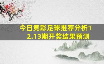 今日竞彩足球推荐分析12.13期开奖结果预测