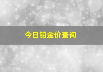 今日铂金价查询