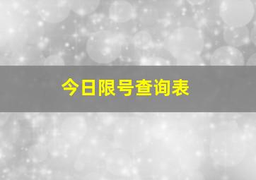 今日限号查询表