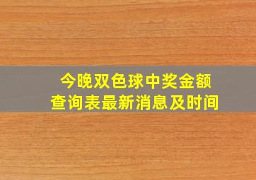 今晚双色球中奖金额查询表最新消息及时间