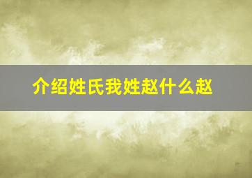 介绍姓氏我姓赵什么赵