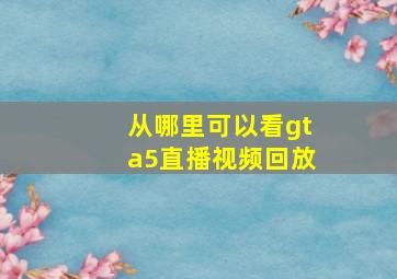 从哪里可以看gta5直播视频回放