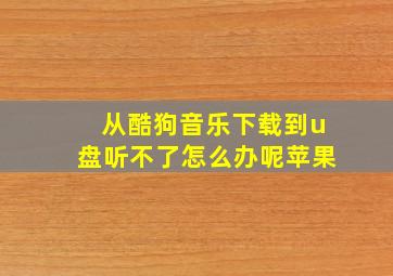 从酷狗音乐下载到u盘听不了怎么办呢苹果