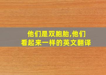 他们是双胞胎,他们看起来一样的英文翻译