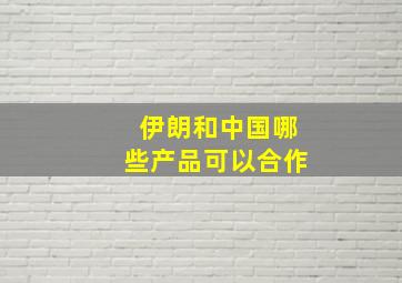 伊朗和中国哪些产品可以合作