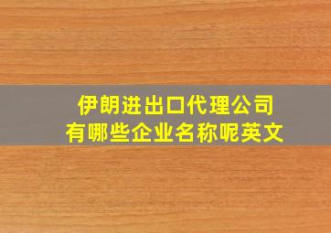 伊朗进出口代理公司有哪些企业名称呢英文