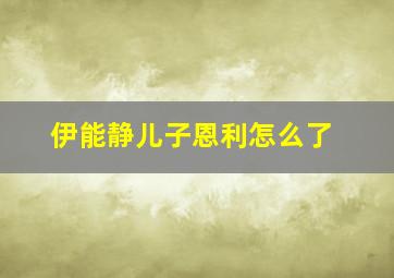 伊能静儿子恩利怎么了