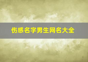 伤感名字男生网名大全