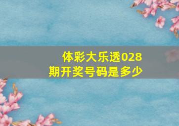 体彩大乐透028期开奖号码是多少