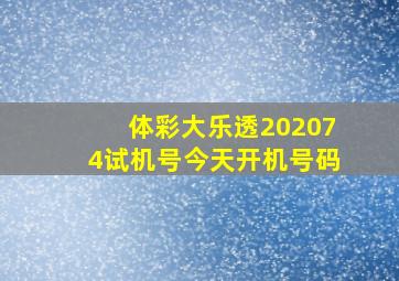 体彩大乐透202074试机号今天开机号码