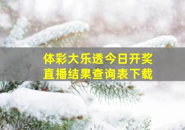 体彩大乐透今日开奖直播结果查询表下载