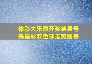 体彩大乐透开奖结果号码福彩双色球走势图表