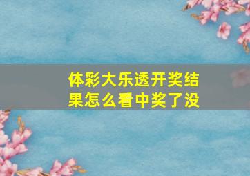 体彩大乐透开奖结果怎么看中奖了没