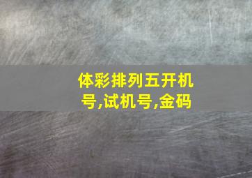 体彩排列五开机号,试机号,金码