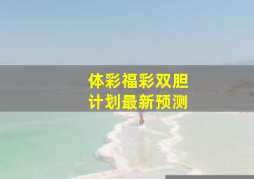 体彩福彩双胆计划最新预测