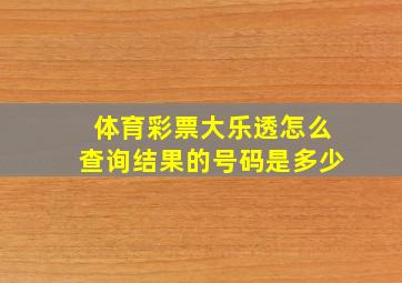 体育彩票大乐透怎么查询结果的号码是多少