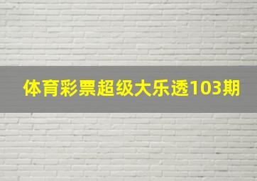 体育彩票超级大乐透103期