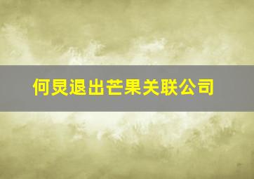 何炅退出芒果关联公司