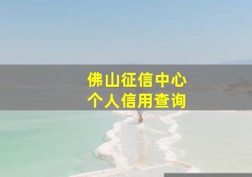 佛山征信中心个人信用查询