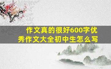 作文真的很好600字优秀作文大全初中生怎么写