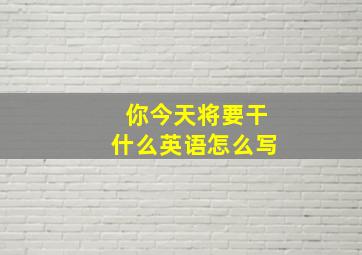 你今天将要干什么英语怎么写