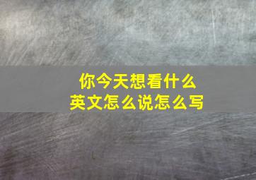 你今天想看什么英文怎么说怎么写