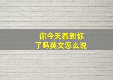 你今天看到你了吗英文怎么说