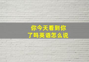 你今天看到你了吗英语怎么说