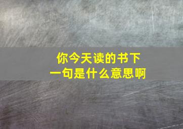 你今天读的书下一句是什么意思啊