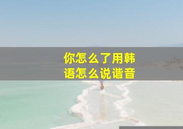 你怎么了用韩语怎么说谐音