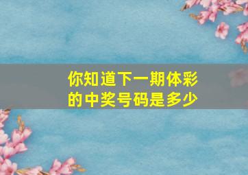 你知道下一期体彩的中奖号码是多少