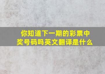 你知道下一期的彩票中奖号码吗英文翻译是什么