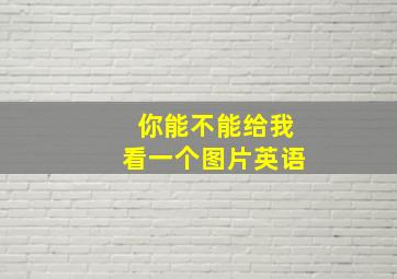 你能不能给我看一个图片英语