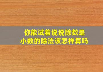 你能试着说说除数是小数的除法该怎样算吗