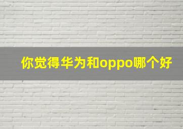 你觉得华为和oppo哪个好