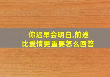 你迟早会明白,前途比爱情更重要怎么回答