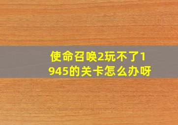 使命召唤2玩不了1945的关卡怎么办呀