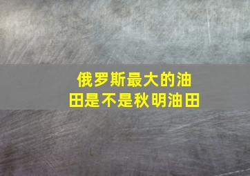 俄罗斯最大的油田是不是秋明油田