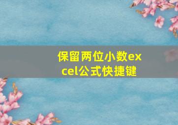 保留两位小数excel公式快捷键