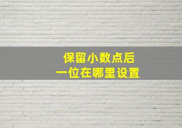 保留小数点后一位在哪里设置