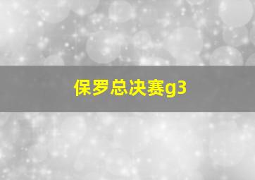 保罗总决赛g3