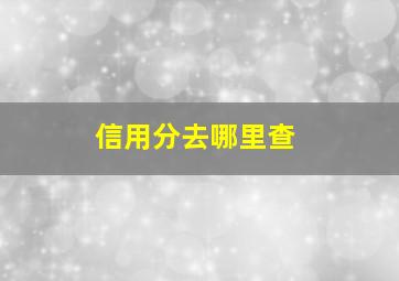 信用分去哪里查