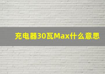 充电器30瓦Max什么意思