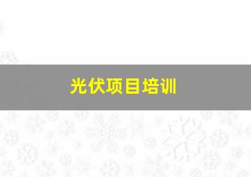 光伏项目培训