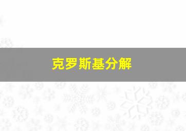 克罗斯基分解