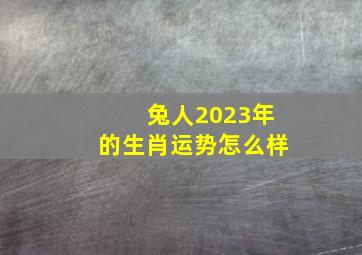 兔人2023年的生肖运势怎么样