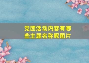 党团活动内容有哪些主题名称呢图片