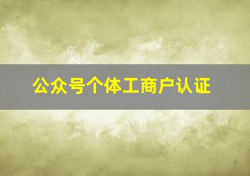 公众号个体工商户认证