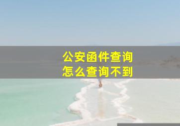 公安函件查询怎么查询不到