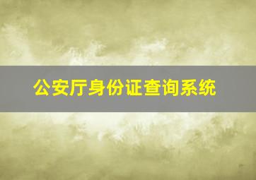 公安厅身份证查询系统